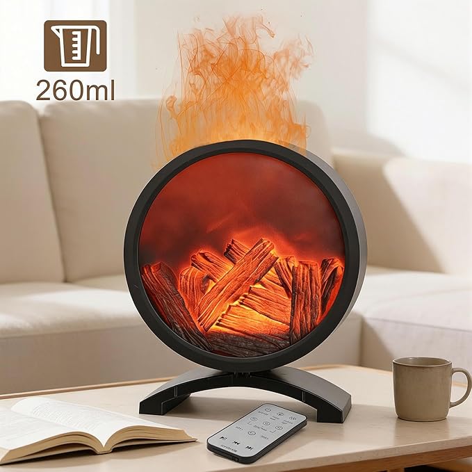 Fireplace Flame Oil Diffuser with Speaker & 260mL Fire Oil Diffuser,Essential Oil Diffuser 5 Color Fire Aroma Diffuser Aromatherapy Aroma Diffuser, Ultrasonic Mist with Timer & Auto Shut-Off - Bloomnest