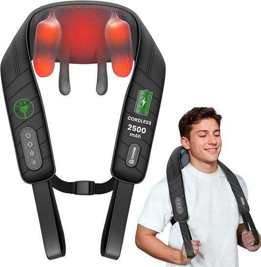 COMFIER Cordless Neck Shoulder Massager with Heat, Shiatsu Neck Back Massage for Pain Deep Tissue, 4D Kneading, Gifts for Dad Mom - Bloomnest
