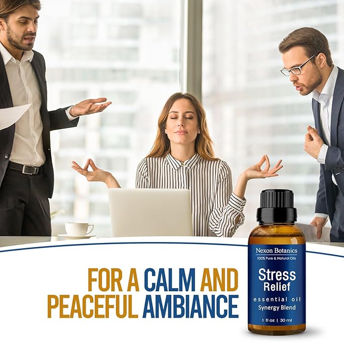 Stress Relief Essential Oil Blend 30 ml - Stress Relief & Calm Essential Oil for Diffusers & Aromatherapy - Promotes Relaxation & Rest - Nexon Botanics - Bloomnest
