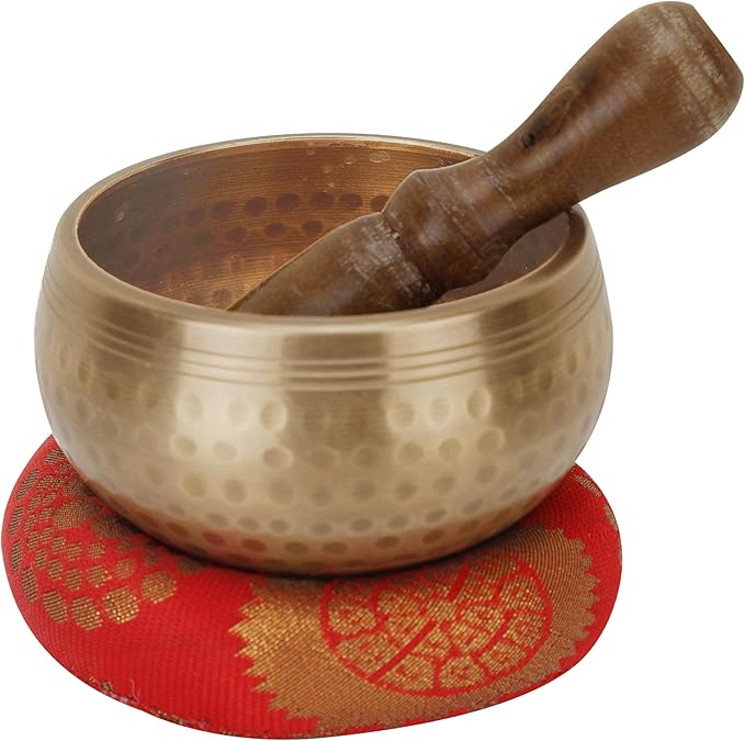 Tibetan Singing Bowls Set - Meditation Sound Bowl Stress Relief Tool and Spiritual Decor for Yoga Mindfulness, Healing & Chakra balancing Relaxation by Himalayan 3.5" Marubhumi
