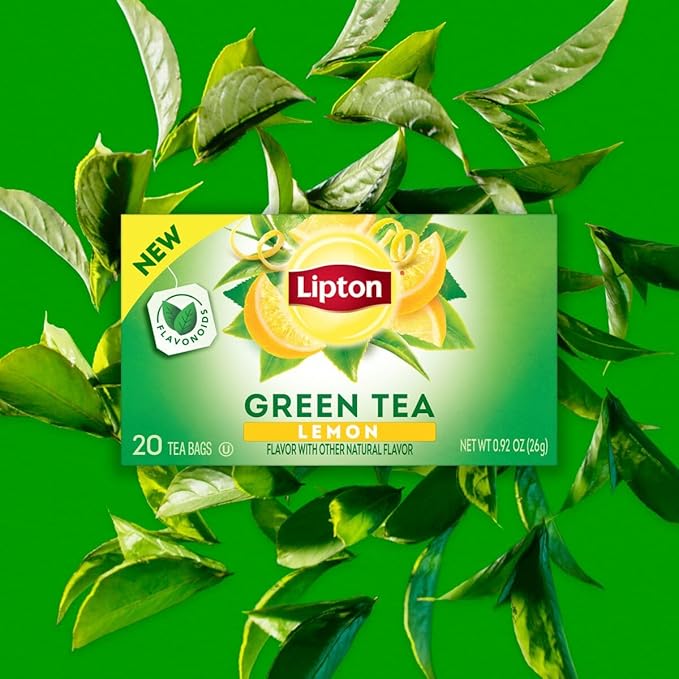 Lipton Lemon Green Tea Bags, Flavored, Unsweetened Teabags for Hot Tea or Iced Tea with Caffeine and Flavonoids, 20 Total Tea Bags (Pack of 3) - Bloomnest