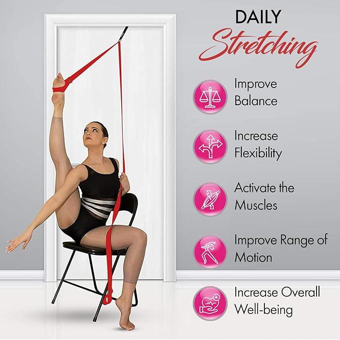 Stretching Strap With Door Anchor - Stretching Equipment to Improve Legs Flexibility - Splits Trainer For Home Ideal In Ballet, Dance, Cheerleading, Taekwondo, Yoga, Pole Dancing & Gymnastics - Bloomnest