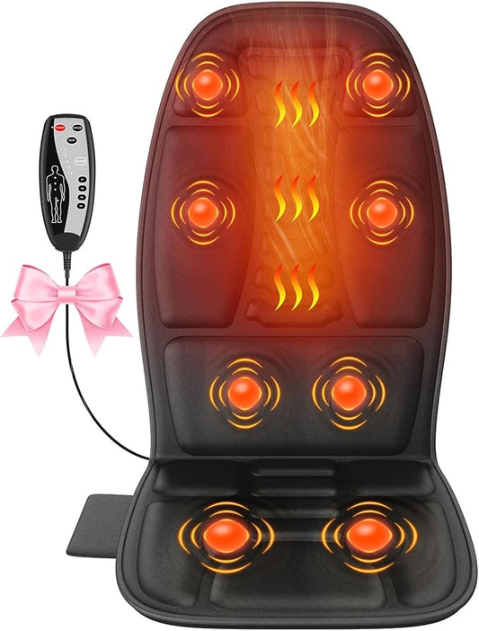 Back Massager with Heat, Massage Chair Pad with 5 Modes & 2 Heat Levels for Back & Thighs, Back Massage Pad for Office & Home Chairs, Gifts for Dad & Mom - Bloomnest