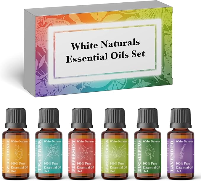 Essential oils of 6 kit - Set, 6X10ML Diffuser Fragrance Oils Essential Oil, Sweet orange, Tee Tree, Peppermint, Lemon Grass, Eucalyptus and Lavender - Bloomnest