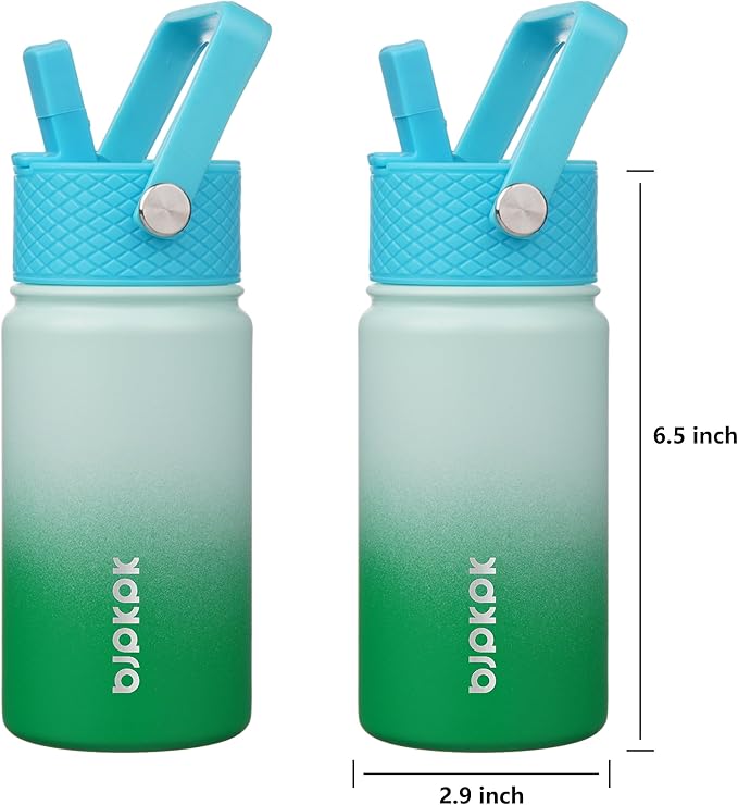 BJPKPK Insulated Water Bottle with Straw Lid, 15 oz Stainless Steel Metal Water Bottles, Reusable Leak Proof BPA Free Thermo, Flask, Cups - Meadow - Bloomnest