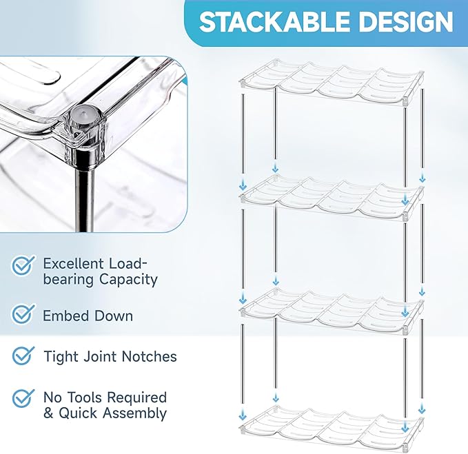 Larger Water Bottle Organizer for Stanley 40 oz Tumbler, Stackable Water Bottle Holder Rack for Cabinet, Kitchen Storage Organizer for for Stanley Cup Accessories, Tumbler Storage Holder，4 Pack Amoot