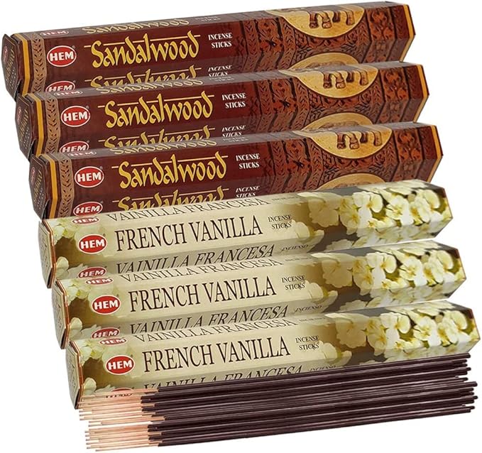 Sandalwood Incense Sticks and French Vanilla Incense Sticks with Incense Holder Bundle for Home Fragrance and Spiritual Décor - Bloomnest