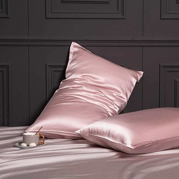 Oeko-TEX Certified Pink Silk Pillowcase for Sleeping Women Made in USA, 22 Momme Real Mulberry Silk Pillow Cases with Zipper, 6A Grade 100% Organic, Beauty Boost, 1 Pc 20"x26" (Standard, Pink) - Bloomnest