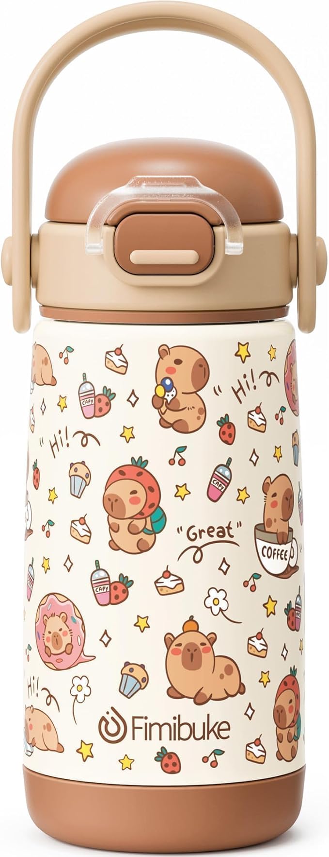 Fimibuke Kids Insulated Water Bottle with Straw Lid & Handle - 14oz BPA FREE 18/8 Stainless Steel Metal Tumbler Leak Proof Double Wall Vacuum Kids Cup Toddler Water Bottle for School Boys Girls - Bloomnest