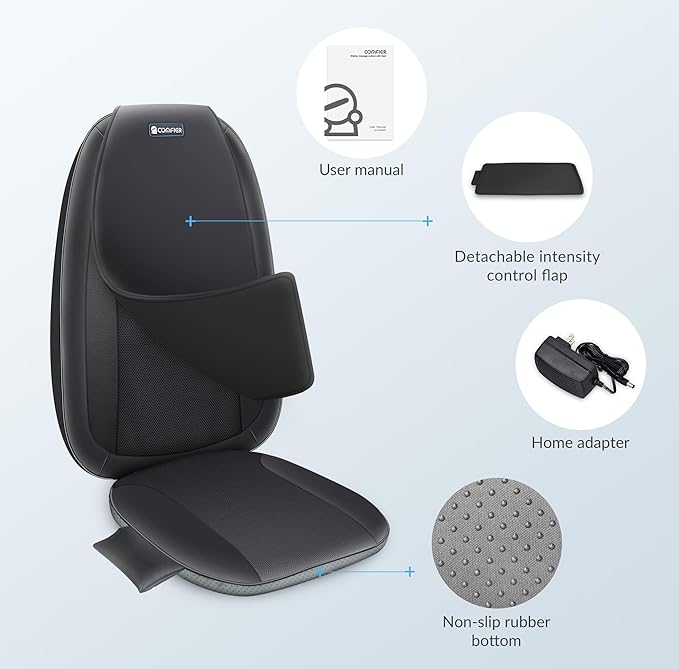 COMFIER Back Massager for Back Pain,Shiatsu Massage Chair Pad for Full Back,Spot Massage,Electric Seat Cushion with Heat,Heated Chair Massager for Office,Home,Gifts for Mom,Dad,Him,Her,Black - Bloomnest