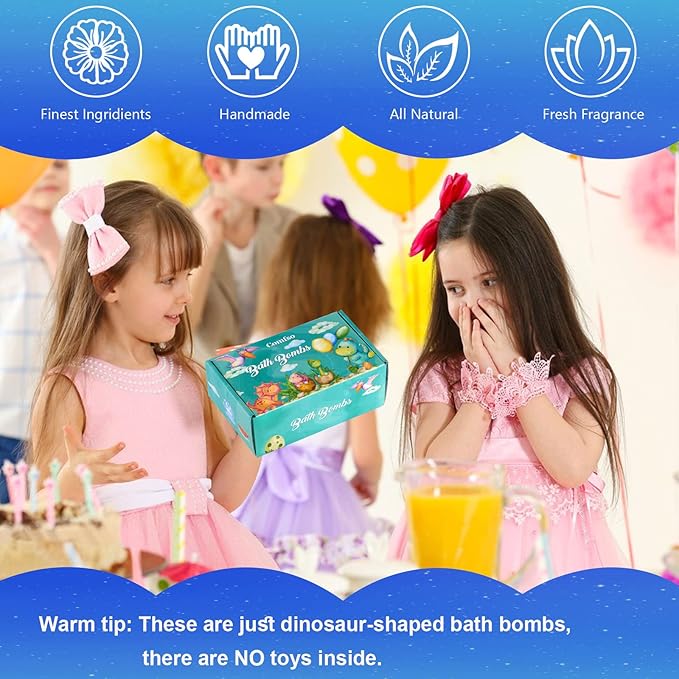 Bath Bombs for Kids - XL Dino Eggs Bath Bomb with Surprise Toys Inside, Kids Bath Bomb Gift Set, Natural Bubble Bath, Dinosaur Bathbombs Birthday Gift for Boys Girls, Christmas Gift, Thanksgiving Day - Bloomnest