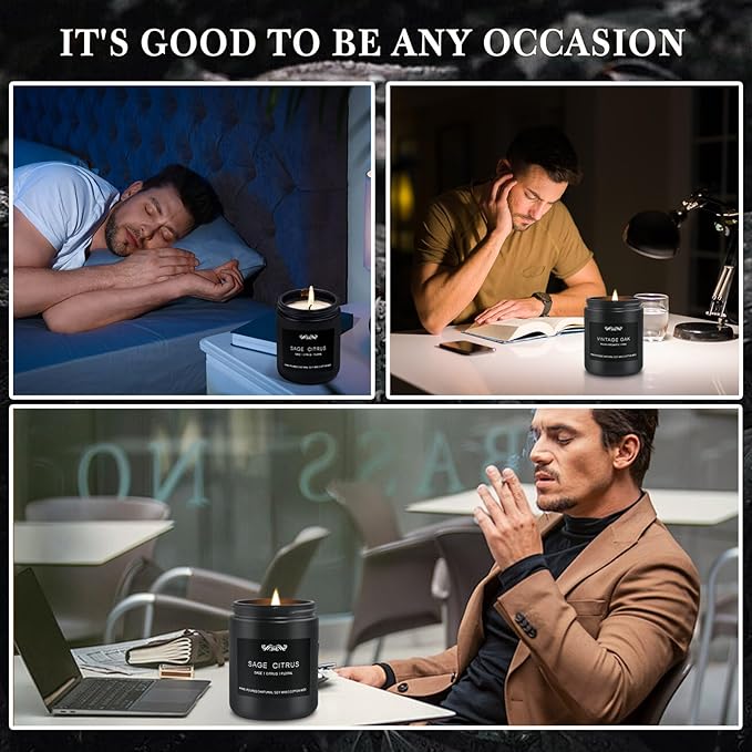 6 Pack Candles for Home Scented Aromatherapy Candles Gifts Set for Men, Men Candle Set, 42 oz 300 Hour Long Lasting Candles, Gifts for Mens, Birthday, Christmas, Anniversary Present - Bloomnest
