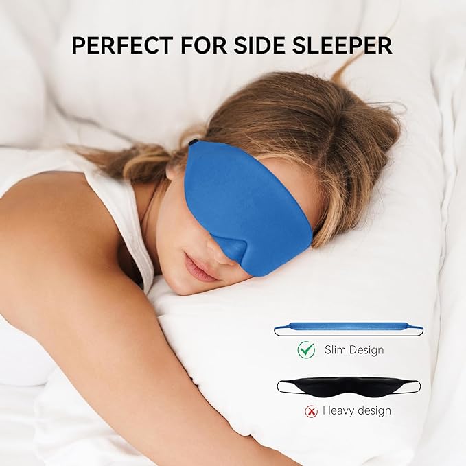 Mavogel Cotton Sleep Mask - Breathable Light Blocking Sleep Eye Mask, Soft Comfortable Night Sleeping Mask for Men Women, Eye Cover for Travel/Shift Work/Nap, Includes Travel Pouch (Cobalt Blue) - Bloomnest