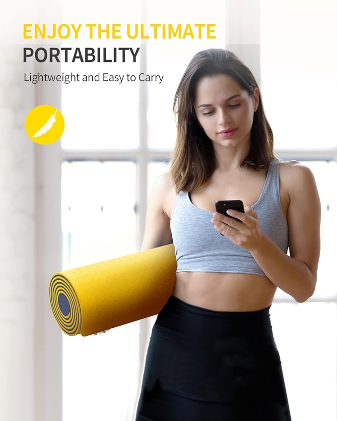 CAMBIVO Yoga Mat for Women Men Kids, 1/3 & 1/4 & 2/5 Inch Extra Thick Yoga Mat Non Slip, 72" x 24" TPE Yoga Mats, Workout Mat with Carrying Strap for Yoga, Pilates and Floor Exercises - Bloomnest