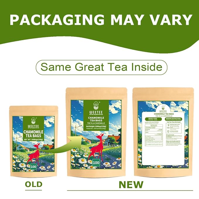 WT WEETEE Chamomile Tea bags, Made with 100% Pure Chamomile Flowers, Natural Caffeine-free Herbal Tea for Relaxation - Bloomnest