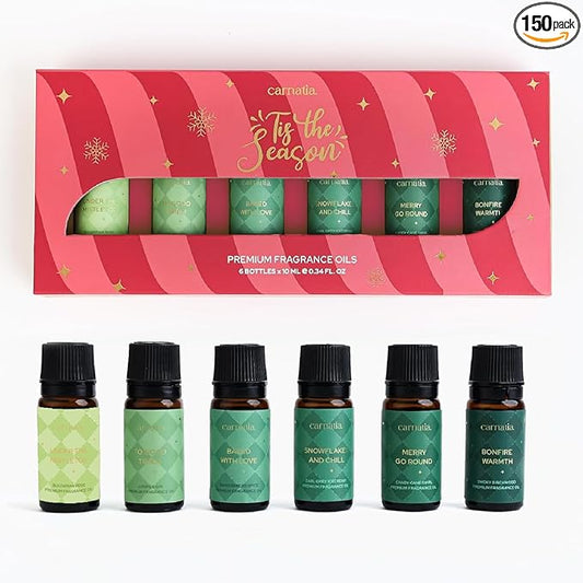 Carnatia Christmas Aroma Oil Set – 6 Cozy & Uplifting Scents for Diffusers, Relaxation & a Warm, Inviting Atmosphere | Festive Essential Oils for Home & Holiday Gifting! - Bloomnest