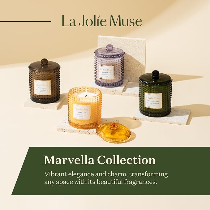 LA JOLIE MUSE Woody Jasmine Candles for Home Scented, Luxury Candles Gifts for Women, Mother's Day Gift, Natural Soy Wax, 75 Hours 10 OZ - Bloomnest