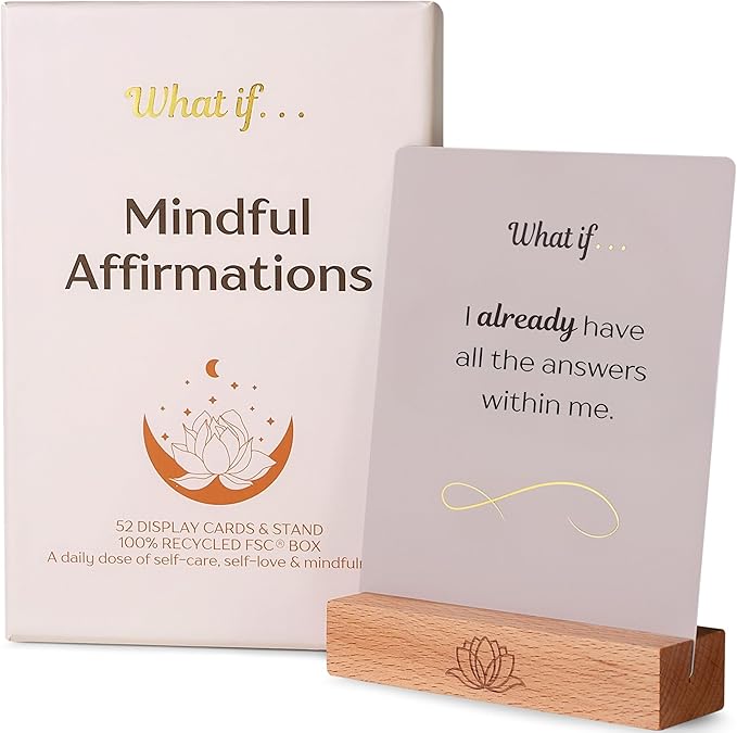 Ariond What If... Mindful Daily Affirmation Cards for Women, Motivational Cards with Display Stand, Encouragement Gifts for Women, Gifts for People with Anxiety - Bloomnest
