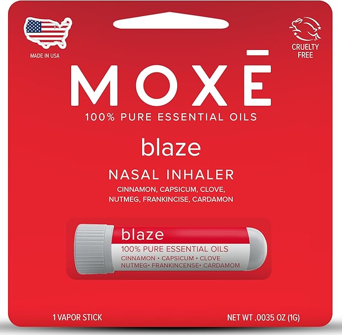 MOXE Blaze Nasal Stick | Calming Comfort + Mental Balance | Thieves Oil Inhaler Provides Soothing Spicy Sensation | Aromatherapy Inhaler with 100% Pure Essential Oils, Frankincense (1 Pack) - Bloomnest