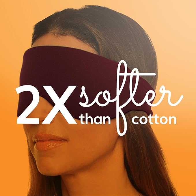 Happyluxe Escape Sleep Mask - Buttery Soft Airplane Eye Mask for Sleeping or Napping in Bed. Machine Washable. - Cabernet Red, Made in USA - Bloomnest