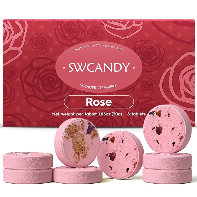 Shower Steamers Aromatherapy Birthday Gifts for Women Travel Essentials, 8 Pcs Rose, Bath Bombs Shower Bombs with Natural Essential Oils, Relaxation Home SPA - Bloomnest