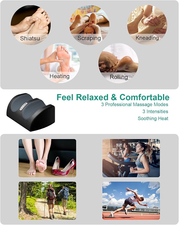 Shiatsu Foot Massager with Heat, FSA Eligible HSA Foot Massager for Foot Massage and Calf Massage, Foot and Calf Massager with Roller, Gifts for Mom & Dad, Valentines Day Gifts - Bloomnest