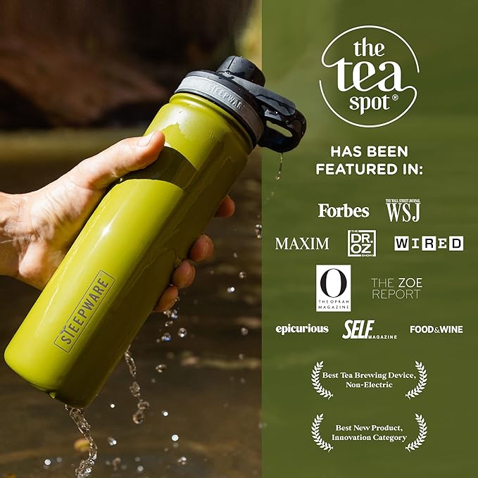 The Tea Spot Steepware Tea Tumbler and Thermos, 22oz, Tea Bottle with tea infuser for loose leaf tea or iced coffee, Sleek Double Wall Tumbler & Insulated Travel Bottle - Rose - Bloomnest