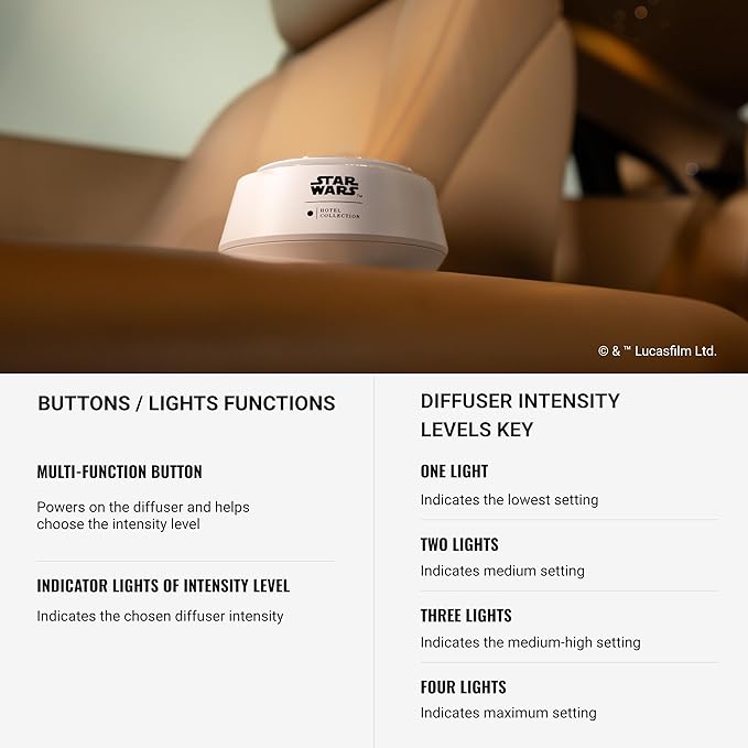 Hotel Collection | Star Wars ™ - Light Side Chauffeur Car Diffuser | Jedi| White Luxury Portable Essential Oil | Aromatherapy Oils Scent Car Diffuser | Auto On/Off Wireless Feature - Bloomnest
