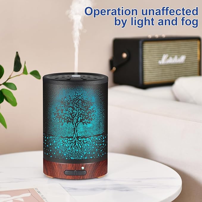 Essential Oil Diffuser- Aromatherapy Diffuser with7 Colors Light and Auto-Off for Women Metal Cool Mist Humidifier for Home and Office for Mom Women(Tree) - Bloomnest