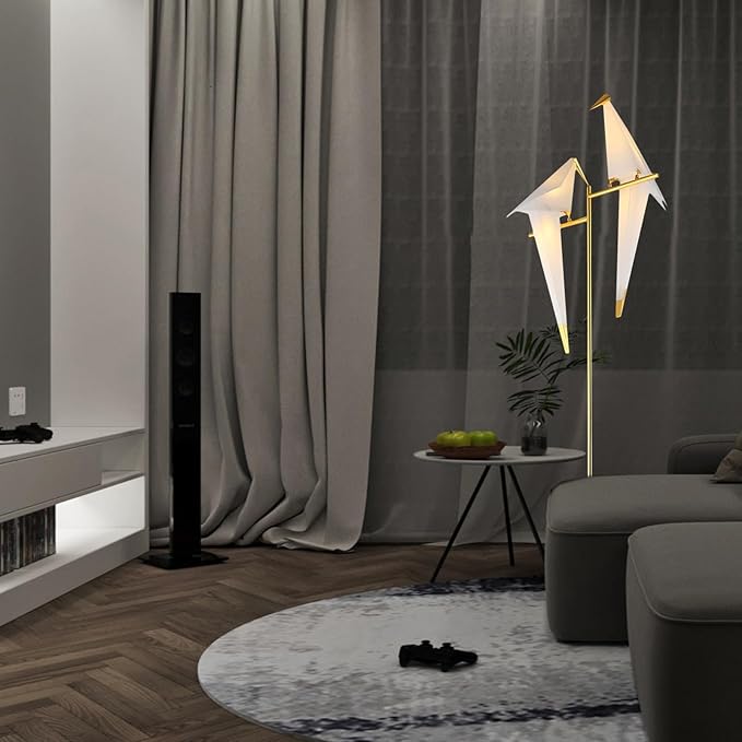 Bird Floor Lamp, 68" Bird Lamp Modern Gold Origami Swing Crane Floor Pendant Light Fixtures for Bedroom Dining Living Room - Bloomnest