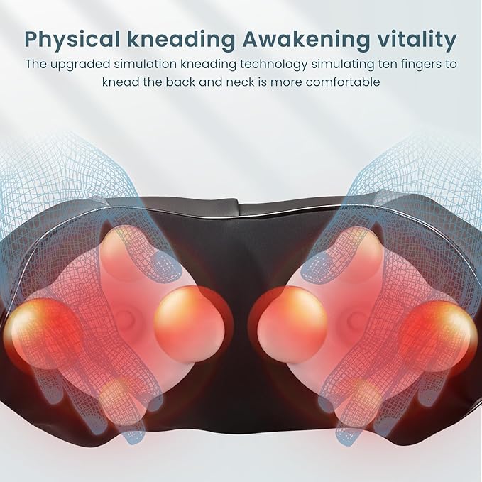 Careboda Shiatsu Neck and Back Massager with Soothing Heat, Electric Shoulder Massage 8 Nodes Deep Tissue 3D Kneading Massages for Pain Relief Gray - Bloomnest