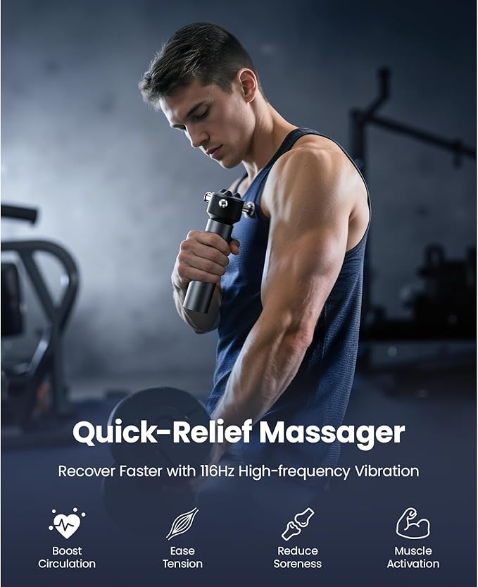 BOB AND BRAD VibeFlow Vibration Muscle Massager (Not Percussion), FSA Eligible/HSA Eligible, 116Hz Muscle Massage Gun Deep Tissue for Pain Relief, Portable Massage Gun for Full Body Trigger Point - Bloomnest