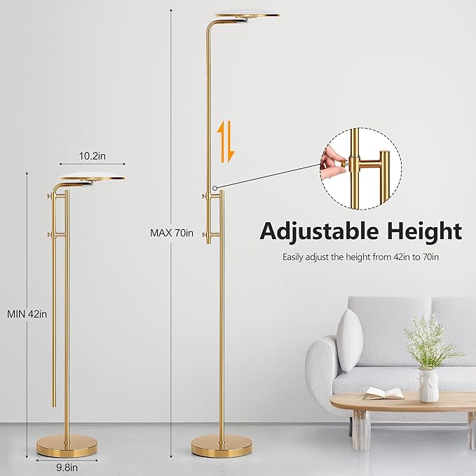 SUNMORY 32W/3000LM Floor Lamps, Super Bright LED Standing Lamp with Remote Control, Adjustable Tall Lamp with 350°Rotating Head, Modern Dimmable Torchiere Corner Lamp for Living Room, Bedroom, Office - Bloomnest