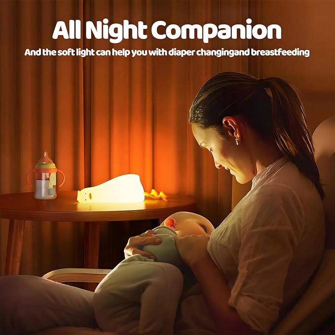 Lying Cute Duck Lamp Night Light for Kids,Cute Room Decor Silicone Duck Lamp for Baby,Night Lights for Baby Nursery,3-Colors USB Rechargeable Gift for Kids Boys and Girls Bedroom Decor - Bloomnest