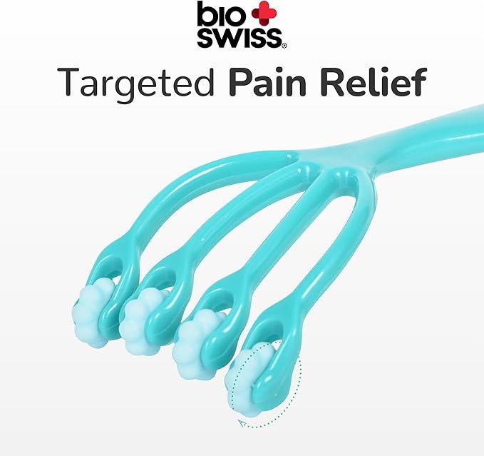 BioSwiss Claw Massage Roller, Handheld Muscle Massager with 5 Rotating Heads for Back, Legs, and Shoulder Bioswiss
