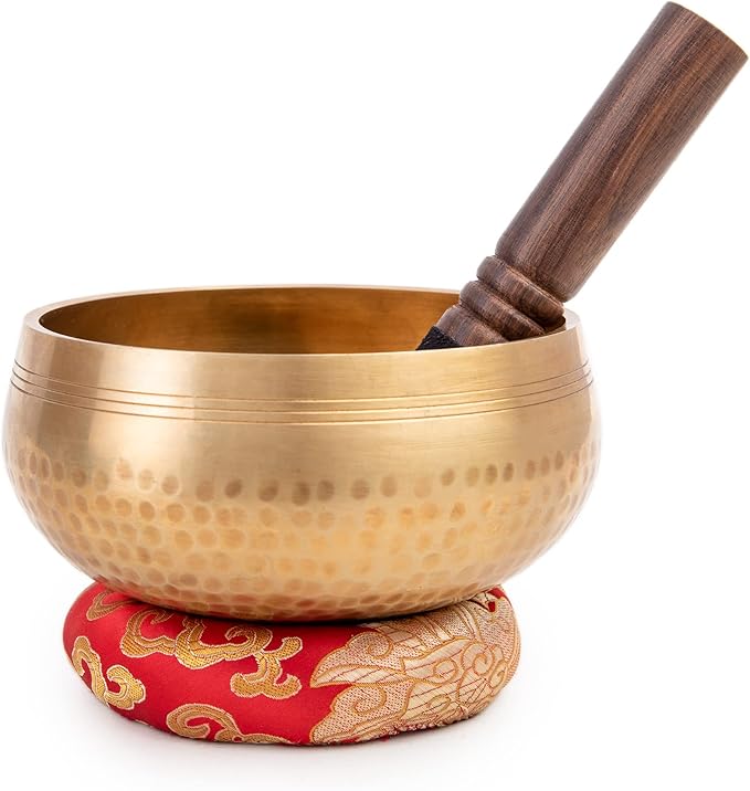 Tibetan Singing Bowl Set - Easy To Play for Beginners - Authentic Handcrafted Mindfulness Meditation Holistic Sound 7 Chakra Healing Gift by Himalayan Bazaar (6") - Bloomnest