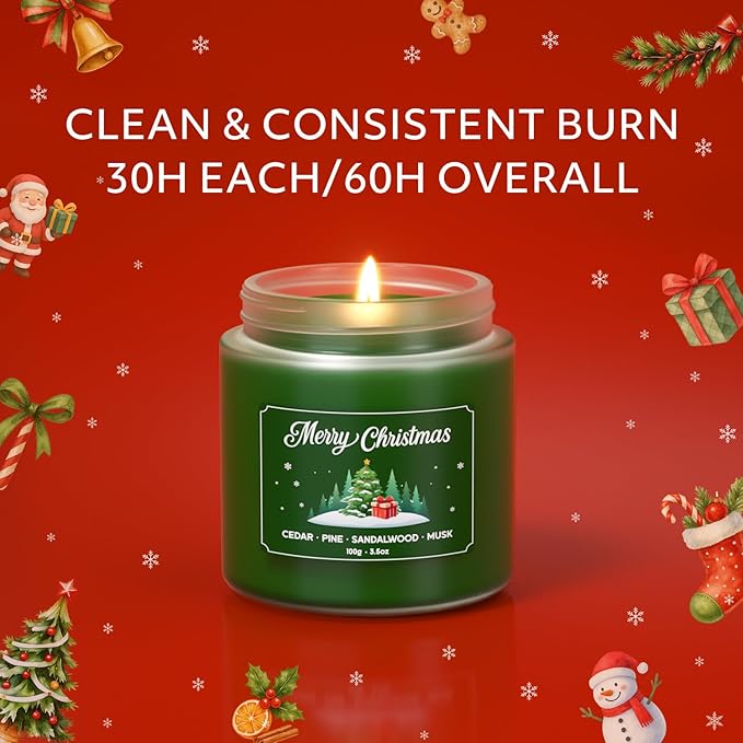 NORVENCE Christmas Candles, Scented Candles Gift Set for Stress Relief, Stress Relief Candle Gifts for Women and Men, Christmas Candle Gifts for Women (Red & White, 7 oz) - Bloomnest
