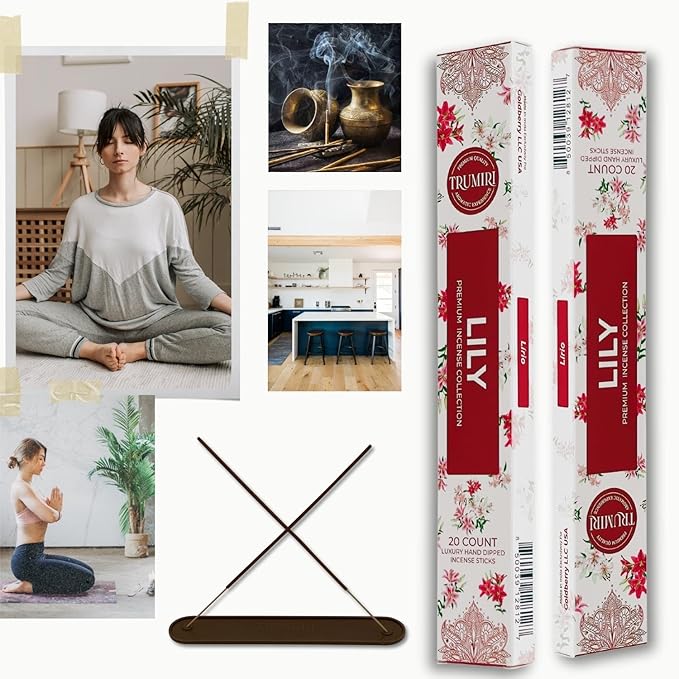 Lily Incense Sticks - Total 40 Insence-Sticks - Dual Pack of 20 Insense - Inciensos - Inscents - Natural Non Toxic Ingredients - Incents - Incence - Inscense - Insents TRUMIRI