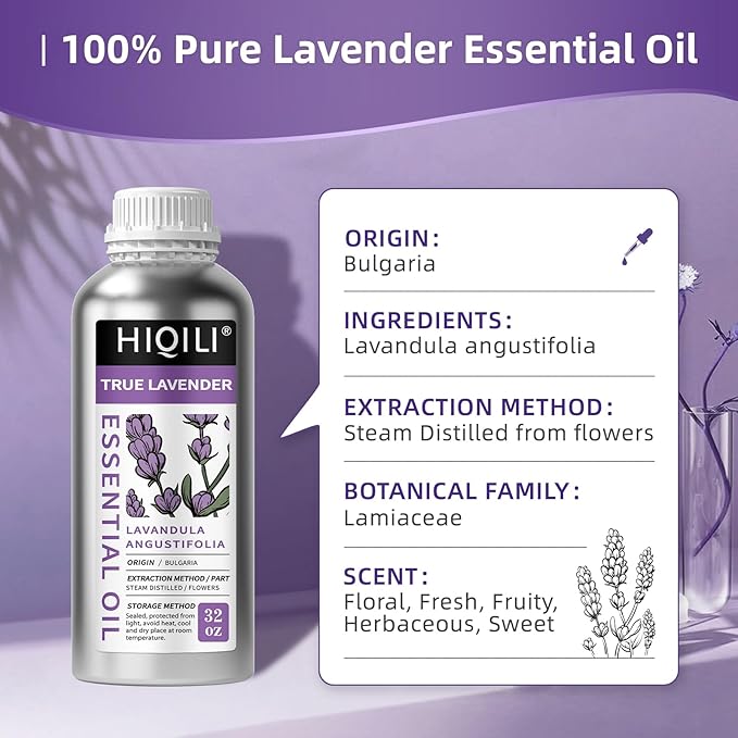 HIQILI 32 Fl Oz Lavender Essential Oil Pure, for Aromatherapy Diffuser, Hair, Includes Premium Dropper-32 Ounces - Bloomnest