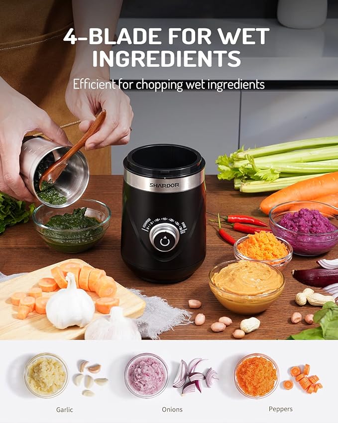 SHARDOR Electric Super Silent Blade Coffee Grinder, Timed Grind Control Rotary Knob, Adjustable Coarse to Fine for Coffee Beans, Spices & Herbs, with 2 Removable Stainless Steel Bowl, Black - Bloomnest
