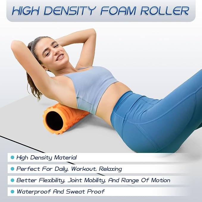 Foam Roller High Density 18" Foam Roller for Deep Tissue Muscle Massage, Trigger Point Fitness Exercise Massage Roller Self-Myofascial Back Roller Release for Whole Body - Bloomnest