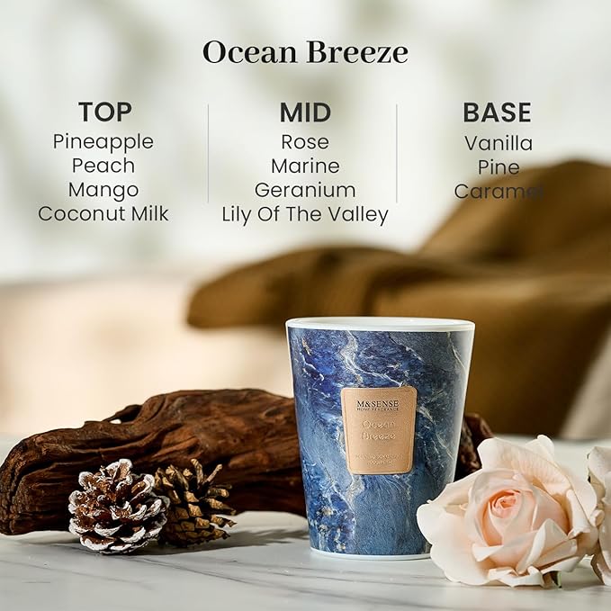 M&SENSE Ocean Breeze Scented Candles for Home, Lead-Free Wick Highly Scented Jar Candles, 14.1 Oz 80 Hours Lasting Burning Candles Gifts for Women, Relaxing Aromatherapy Candle for Stress Relief - Bloomnest