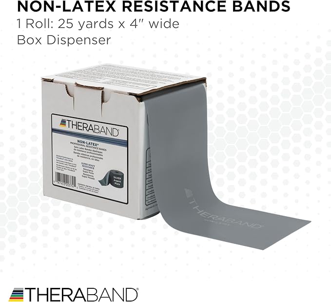 THERABAND Resistance Band 25 Yard Roll, Non-Latex Professional Elastic Stretch Bands for Upper & Lower Body Exercise Workouts, Physical Therapy, Lower Pilates, Flexibility, & Rehab, Dispenser Box - Bloomnest