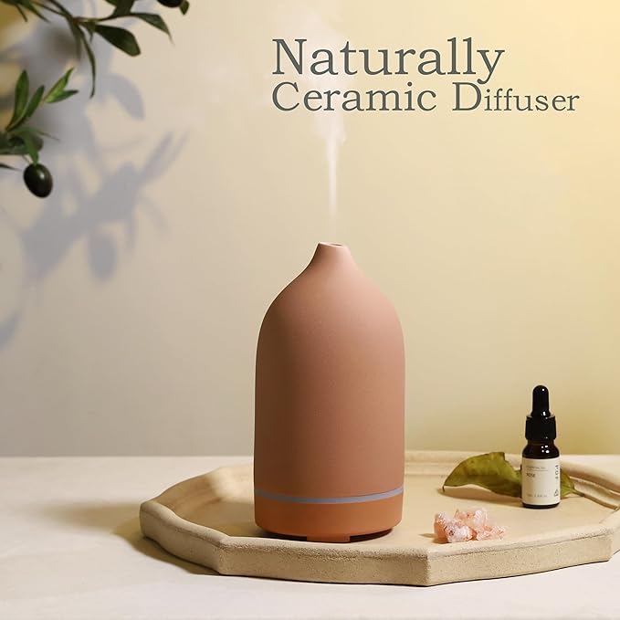 Essential Oils for Diffusers for Home,Ceramic Diffuser for Essential Oils,Handmade Aroma Diffuser 100ML (Pottery Red) - Bloomnest