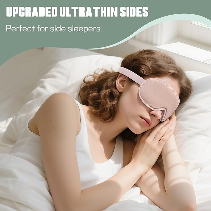 Sleep Mask for Side Sleeper Men Women | Zero Eye Pressure 3D, Light Blocking Design, Soft Breathable Eye Shade Cover for Travel, Pink