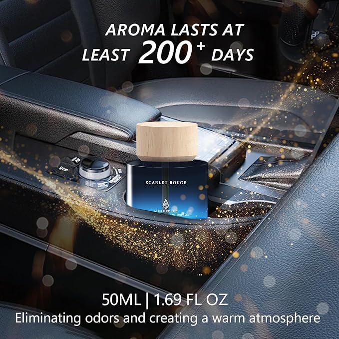 Car Air Freshener 50ML (1.7 FL OZ) Car Air Fresheners Perfume - Saffron Amber Fragrance Oil Air Diffuser for Car, 180+ days Long Lasting Fragrance, Car Air Freshner Wooden Cup Design, Made in USA - Bloomnest