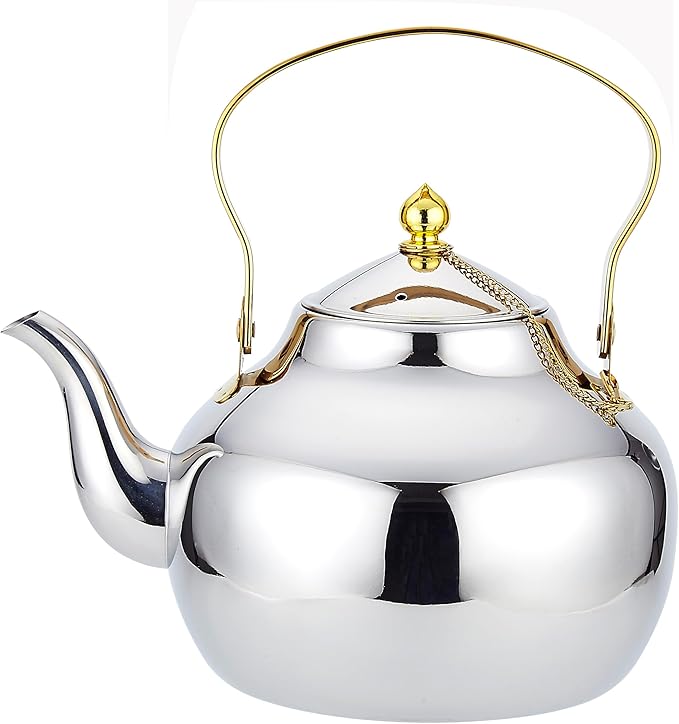 SANQIAHOME 2.1 Quart Stainless Steel Teapot With Infuser,Tea Kettle For Stove Top Minimalist Style