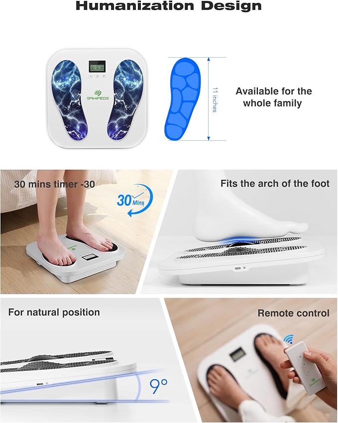 Foot Massager for Neuropathy, Rechargeable EMS TENS Foot Stimulator, Relieve Plantar Fasciitis, Swelling, Cramps– Remote Control, 10 Modes 20 Intensities – Gifts for Women Men Mon Dad - Bloomnest