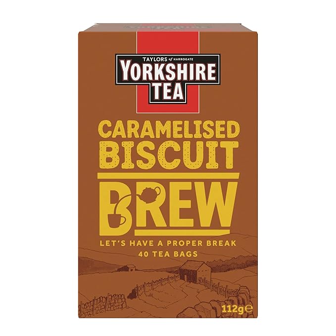 Yorkshire Tea Caramelised Biscuit Brew, Pillow Tea Bags, 40 Count (Pack of 1), Caffeinated, Enjoy Hot or Iced, 40 Teabags - Bloomnest