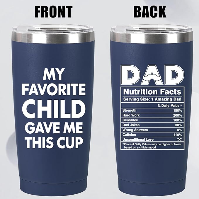 MASGALACC Birthday Gifts For Dad From Daughter, Son, Kids - Husband Present Ideas Coffee Mug For Bonus-Dad, Valentines Fathers Day Christmas - 20 Oz Tumbler, Navy Blue